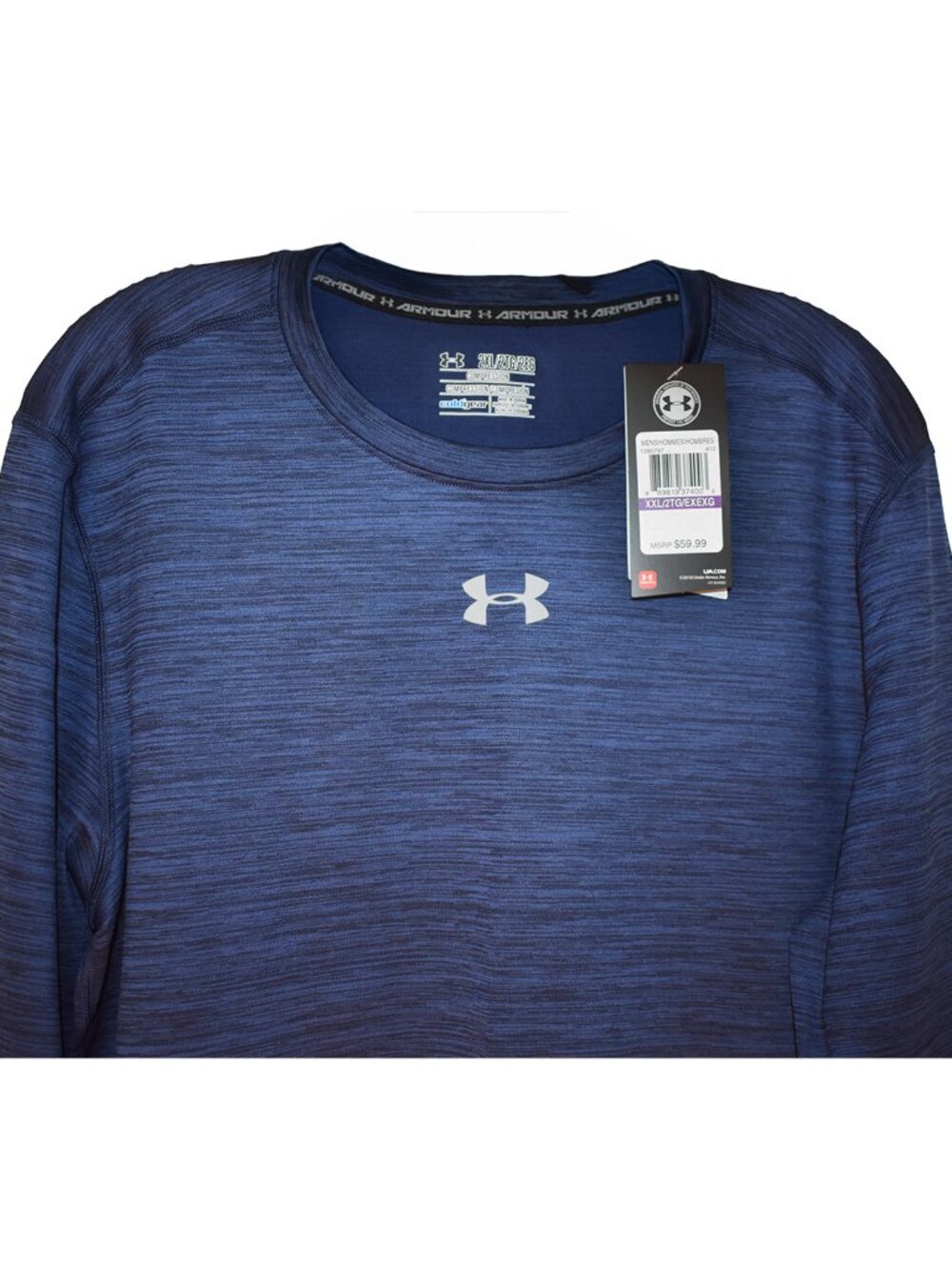 Under Armour Men’s Shirt ColdGear Twist Compression Crewneck Pullover Navy 2XL - Picture 5 of 8